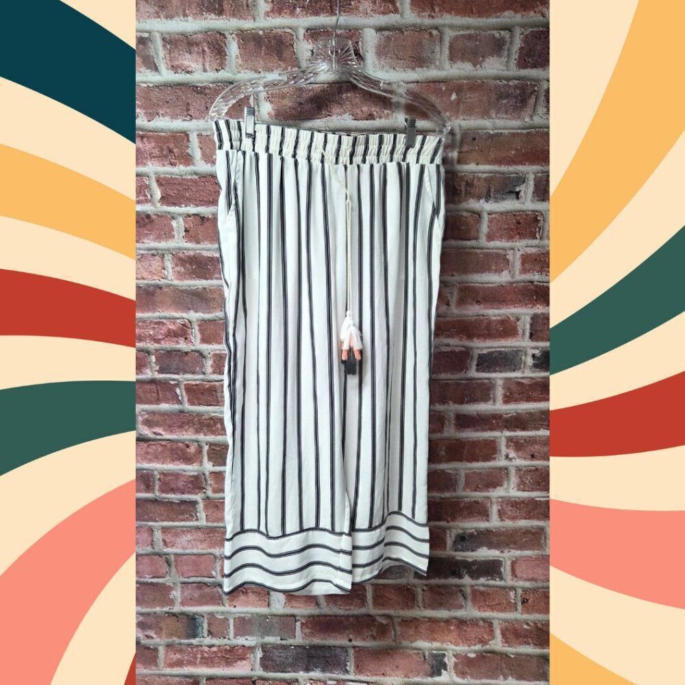 Hot Kiss Black & White Striped Wide-Leg Pants – Women’s XL